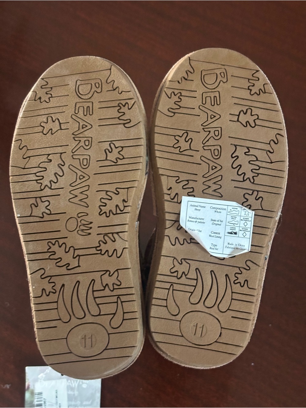 BearPaw Kids Tan Suede Knit-Trim Buckle Winter Boots Size 11 Brand New With Tags - Picture 12 of 12